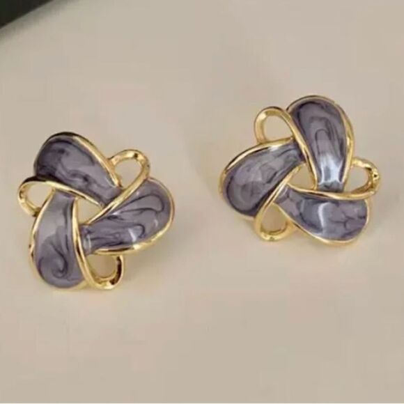Geo twist stud earrings N306 - Picture 1 of 5